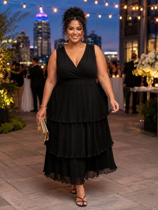 City Chic Dresses & Skirts - City Chic Black Pleated Maxi Dress Size 18 NWT
